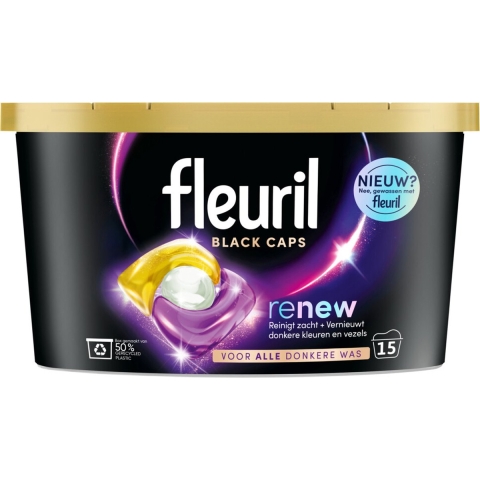 8x Fleuril Renew Black Caps 15 Wasbeurten 15 stuks