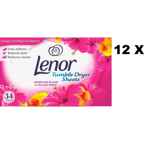 12x Lenor Droogtrommeldoekjes Sparkling Bloom 34 stuks