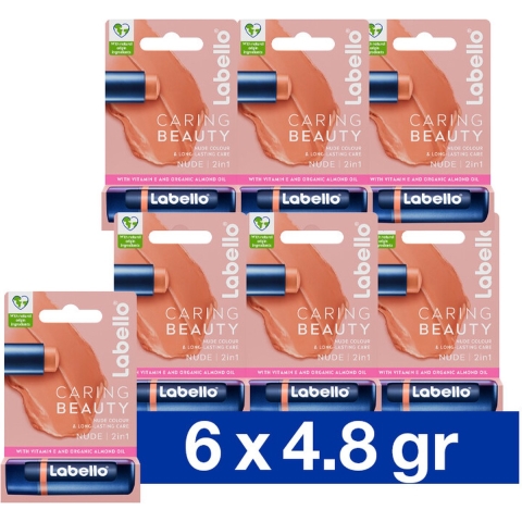 6x Labello Lippenbalsem Caring Beauty Nude