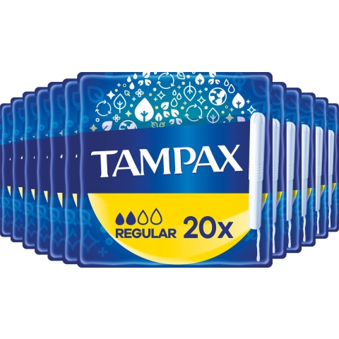 12x Tampax Tampons Regular met Kartonnen Inbrenghuls 20 stuks