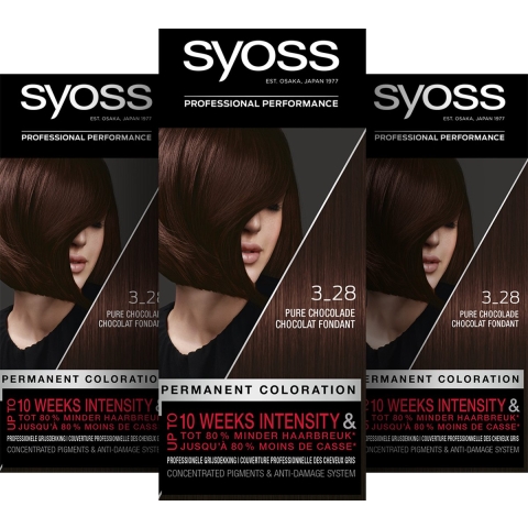 3x Syoss Classic Haarverf 3-28 Dark Chocolate