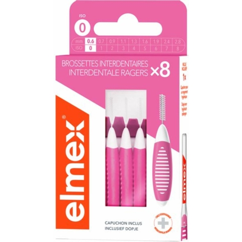 6x Elmex Interdentale Ragers 0,6 mm Roze ISO Maat 0 8 stuks