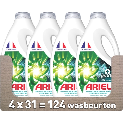 4x Ariel Vloeibaar Wasmiddel Color Lenor Unstoppables 31 Wasbeurten 1395 ml