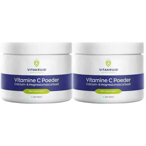 2x Vitakruid Vitamine C Poeder Calcium-&Magnesiumascorbaat 260 gr