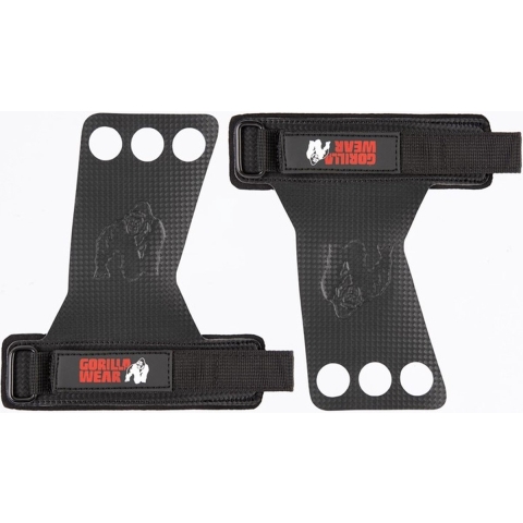Gorilla Wear 3-Hole Carbon Lifting Grips - Zwart - XL