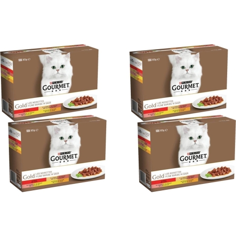 4x Gourmet Gold Multipack Fijne Hapjes Rood 12 x 85 gr