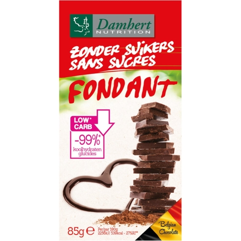 12x Damhert Chocoladetablet Fondant Zonder Suikers 85 gr