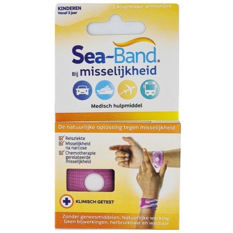 3x Sea Band Polsband Bij Misselijkheid Kinderen Roze 1 paar