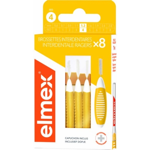 6x Elmex Interdentale Ragers 1,3 mm Geel ISO Maat 4 8 stuks