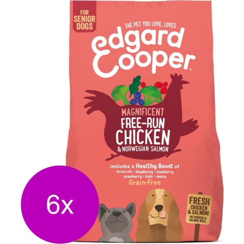 6x Edgard&Cooper Hondenvoer Senior Scharrelkip - Noorse Zalm 700 gr