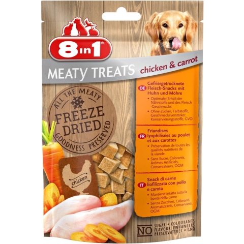 8x 8in1 Meaty Treats Kip en Wortel 50 gr