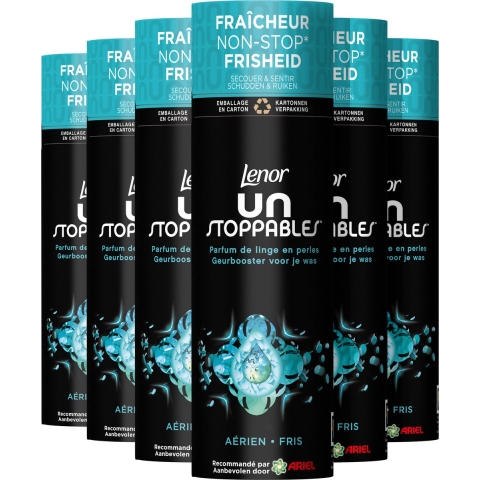 6x Lenor Unstoppables In-Wash Geurbooster Fris 19 Wasbeurten 235 gr