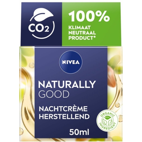 3x Nivea Naturally Good Nachtcrème Herstellend 50 ml