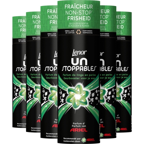 6x Lenor Unstoppables In-Wash Geurbooster Geur Van Ariel 19 wasbeurten 235 gr