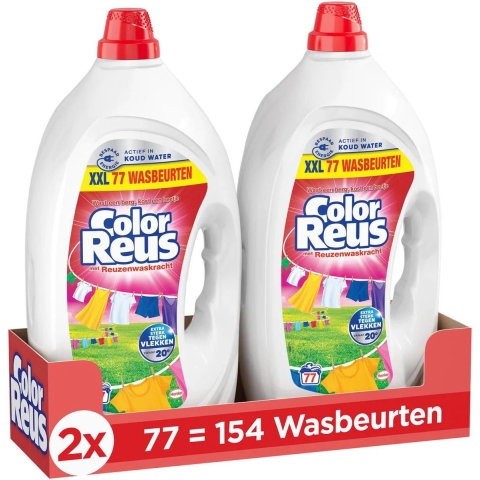 2x Witte Reus Wasmiddel Color Reus Gel 77 Wasbeurten 3,465 liter