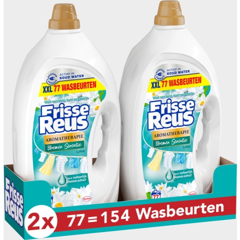 2x Witte Reus Wasmiddel Frisse Reus Gel Lotus 77 Wasbeurten 3,465 liter