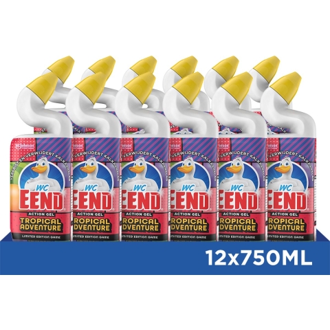 12x WC Eend Toiletreiniger Action Gel Tropical Adventure 750 ml
