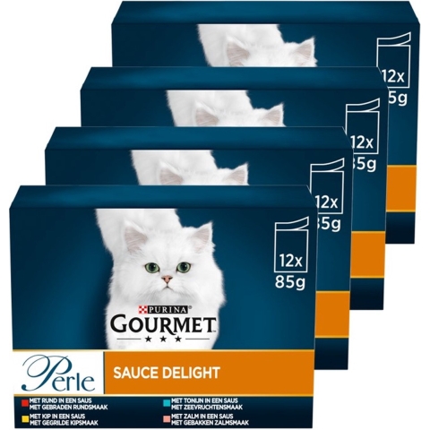 4x Gourmet Perle Sauce Delight Vlees - Vis 12 x 85 gr