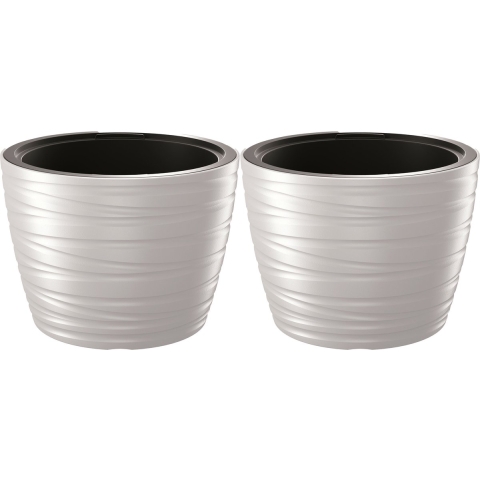 Plantenpot/bloempot Amazing - 2x - buiten/binnen - kunststof - wit - D47 x H35 cm -