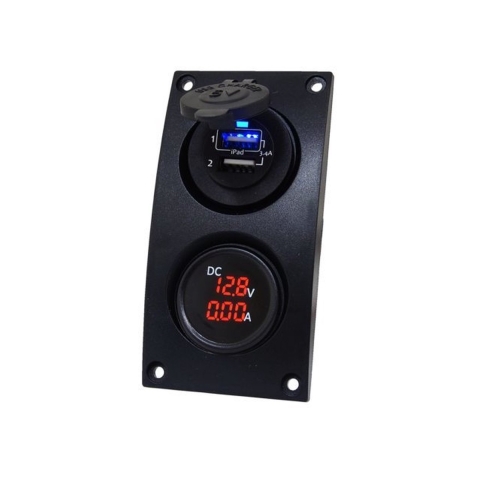 Talamex Curved add-on paneel dubbel USB&Volt/ampere meter