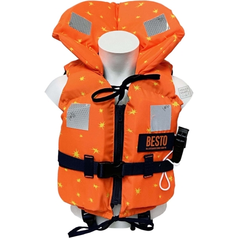 Besto Racingbelt special 100N reddingsvest oranje met ster baby (5-15 kg), peuter (15-20 kg)