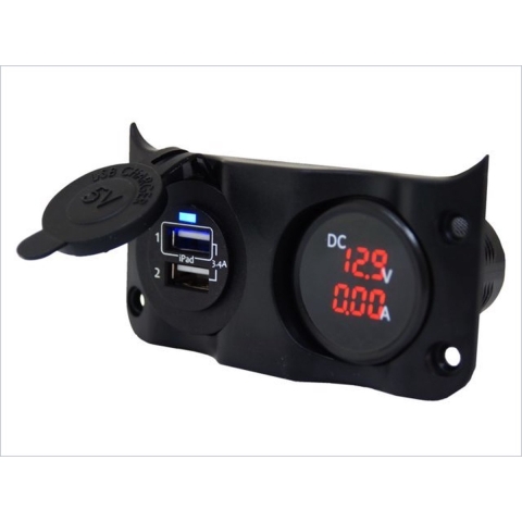 Talamex Wave add-on paneel dubbel USB&Volt/ampere meter
