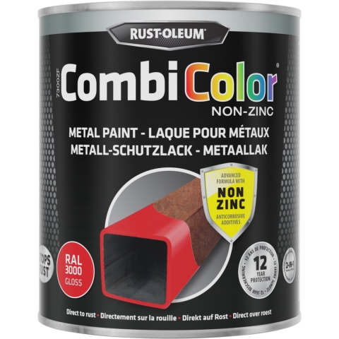 Rust-Oleum Combicolor Hoogglans Zinkvrij - RAL 3000 Helderrood - 0,75L