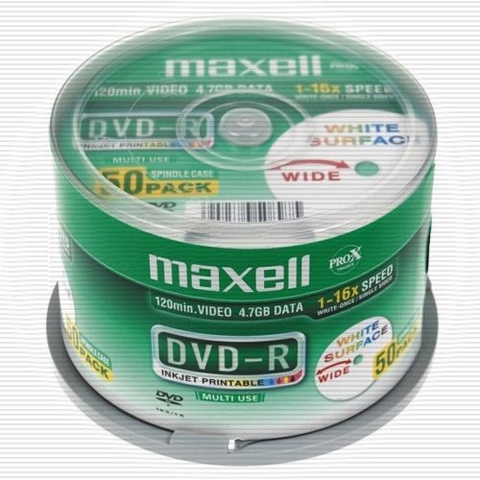 Maxell DVD-R 120/4.7GB Spindle 50 White Printable