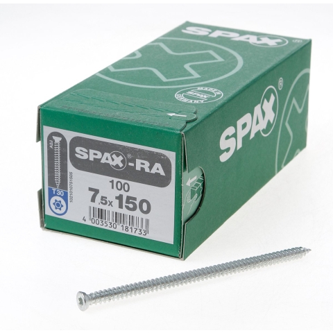 SPAX-Ra 1021010751505 Kozijnschroef, Platverzonken Kop, 7.5 X 150, Voldraad, T-STAR Plus TX30 - WIROX - 100 Stuks