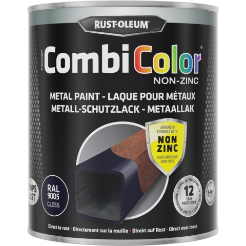 Rust-Oleum Combicolor Hoogglans Zinkvrij - RAL 9005 Gitzwart - 0,75L