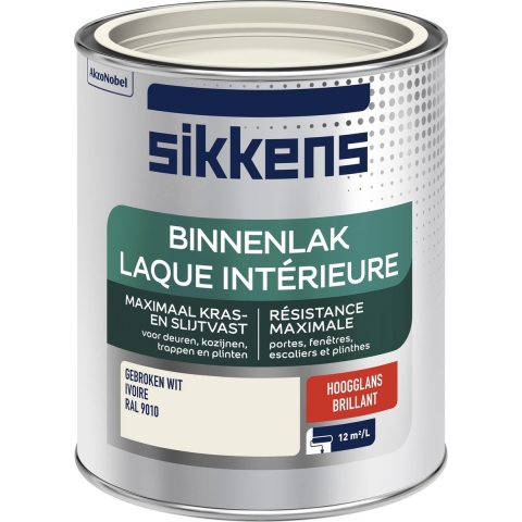 Sikkens Binnenlak Hoogglans - Ral 9010 - 750ml