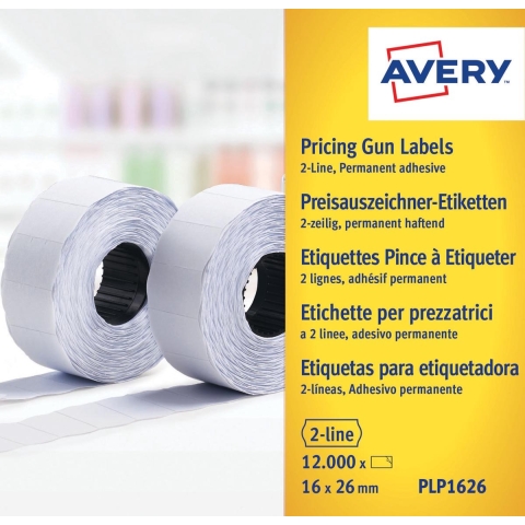 Avery AV-PLP1626 Prijstangetiketten Permanent 26x16mm Wit 10 Rol In Doos
