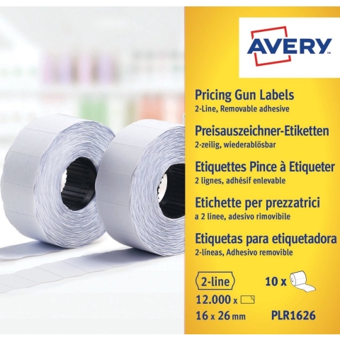 Avery AV-PLR1626 Prijstangetiketten Non-Permanent 10 Rollen Wit