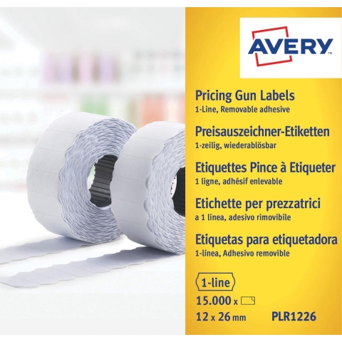 Avery AV-PLR1226 Prijstangetiketten Non-permanent 26x12mm Wit 10 Rol In Doos