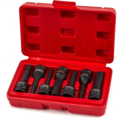 HBM 7-delige lange INBUS krachtdoppenset met 3/8"opname