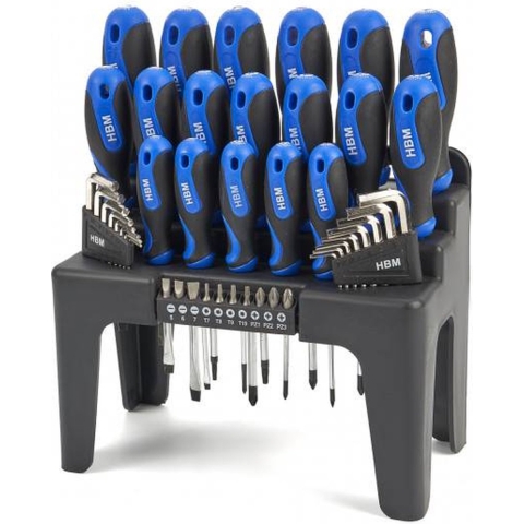 HBM PROFI 44-delige soft grip schroevendraaierset, inbussleutelset en bitset
