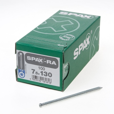 SPAX-Ra 1031010751305 Kozijnschroef, Cilinderkop, 7.5 X 130, Voldraad, T-STAR Plus TX30 - WIROX - 100 Stuks