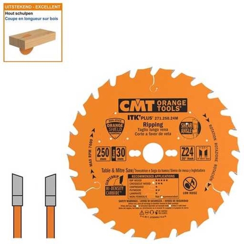 CMT 271.250.24M Ultra ITK Plus Cirkelzaagblad - 250 X 30 X 24T - Hout/Multiplex