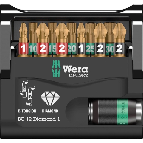 Wera 05136392001 12-delige Bit-Check Diamond 1 SB Bitset