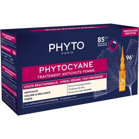 Phytocyane Behandeling tegen Haaruitval Vrouwen Reactionele Haaruitval | 12 x 5 ml