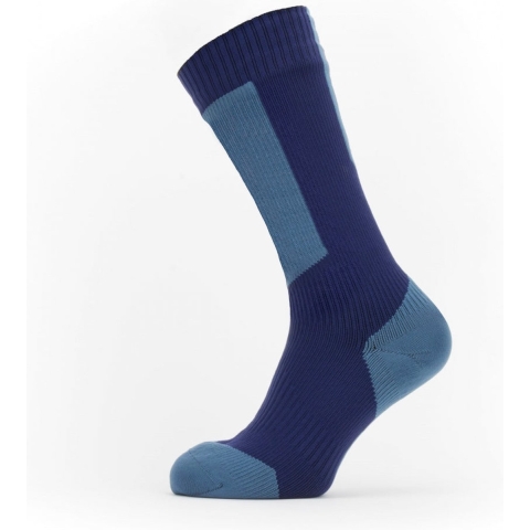 Sealskinz Runton Cold weather mid fietssok met Hydrostop Blauw L