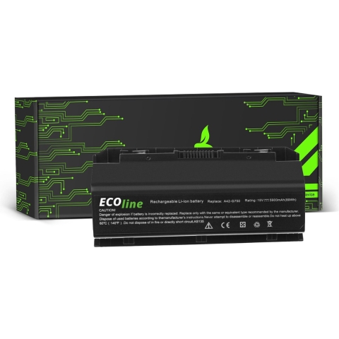 EcoLine - A42-G750 Batterij Geschikt voor de Asus G750 G750J G750JH G750JM G750JS G750JW G750JX G750JZ / 15V 5200mAh