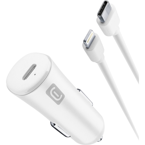 Cellularline Autolader Kit 20w Usb-c Naar Lightning Wit