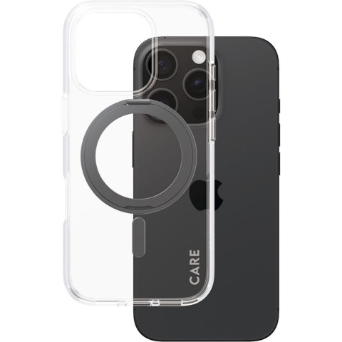 Care Feature Case Met Zwarte Kickstand En Magsafe Telefoonhoesje Voor Apple Iphone 2024 6.1'' Pro Transparant