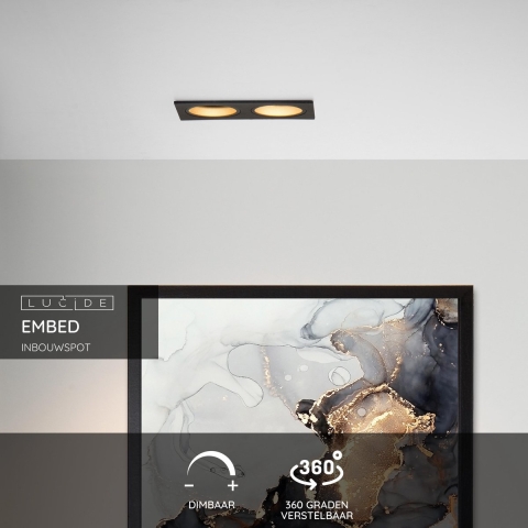 Lucide Embed 2 Spot Inbouw Zwart