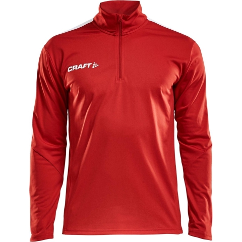 Craft 1905611 Progress Halfzip Tee LS M - Bright Red/White - XL