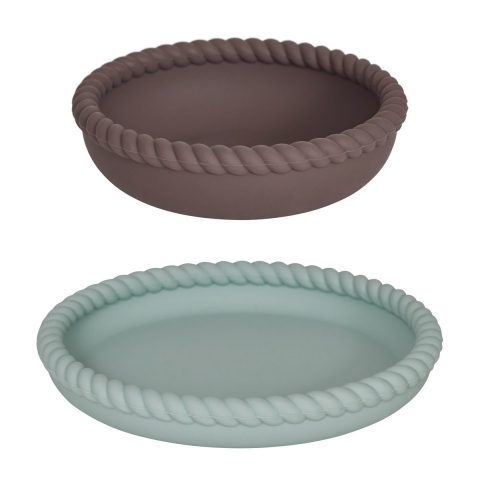 OYOY Mellow bord en kom PaleMint-Choco