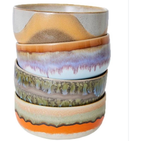 HKliving 70's Ceramic Dessert Schaal Set Van 4 Reef