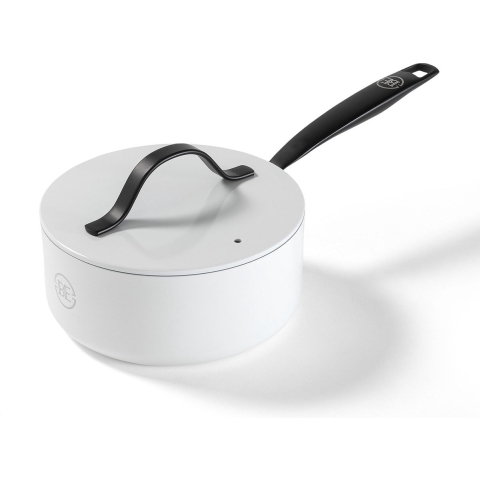 BE Living Steelpan met Deksel - Ø 18cm - Keramische anti-aanbaklaag - PFAS vrij - Geschikt voor alle warmtebronnen - Wit