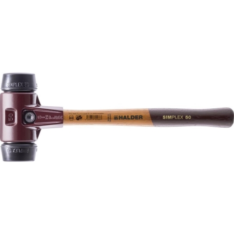 Halder Kunststofhamer | lengte 350 mm hoofd-d. 50 mm | middelhard hout | rubber zwart | 1 stuk - 3002.050 3002.050